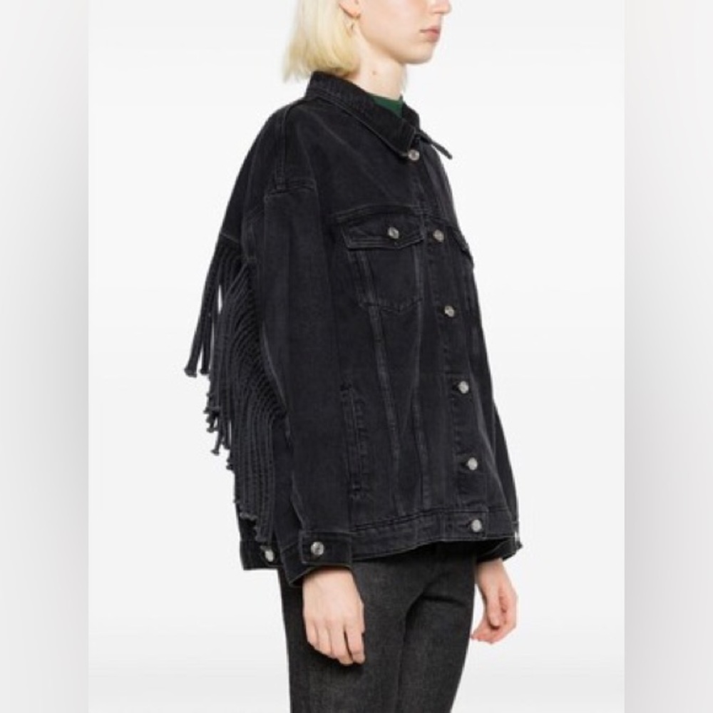 HUGO Black Fringe Denim Jacket
